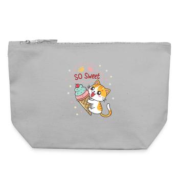 Chat gourmand avec glace pastel - Canvas Zip Pouch 22 x 23 cm - sports grey - Front