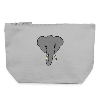 Elephant Head Minimalist - Canvas Zip Pouch 22 x 23 cm - sports grey - Front