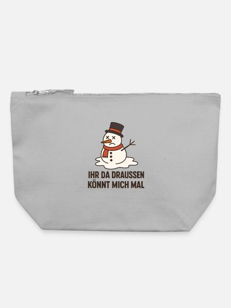 Kummer Schneemann Spruchdesign Weihnachten Santa - Canvas Reißverschluss-Täschchen (22 x 23 cm) - Grau meliert