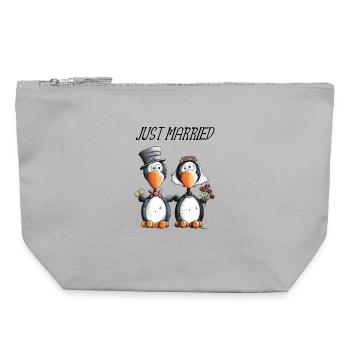 Just Married - Canvas Reißverschluss-Täschchen (22 x 23 cm) - Grau meliert - Vorne
