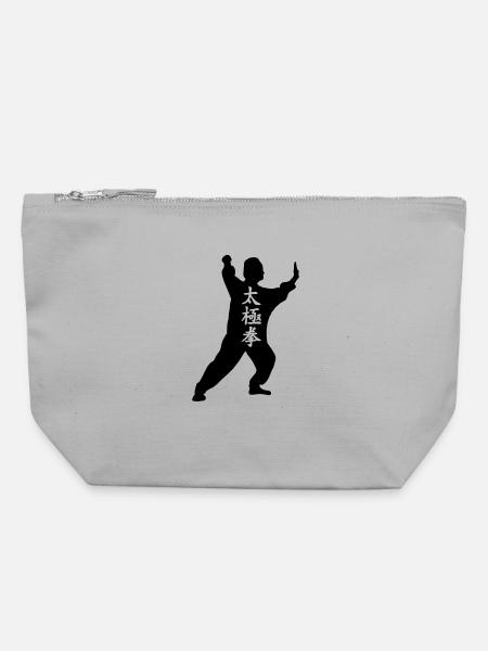 Schattenfigur Taichi - Canvas Reißverschluss-Täschchen (22 x 23 cm) - Grau meliert