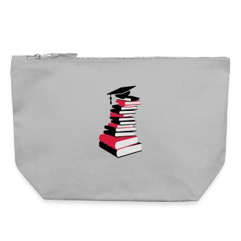 A stack of books with a mortarboard - Canvas Zip Pouch 22 x 23 cm - sports grey - Front