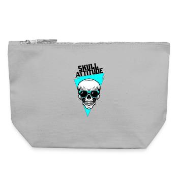 Totenkopf mit Brille - Canvas Reißverschluss-Täschchen (22 x 23 cm) - Grau meliert - Vorne