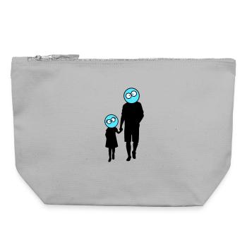Silhouette familiale Chers enfants Parents Maman Papa - Pochette zippée en toile 22 x 23 cm - gris chiné - Devant