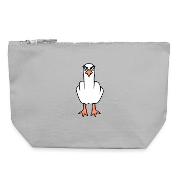 Seagull middle finger insult stinky finger naughty - Canvas Zip Pouch 22 x 23 cm - sports grey - Front