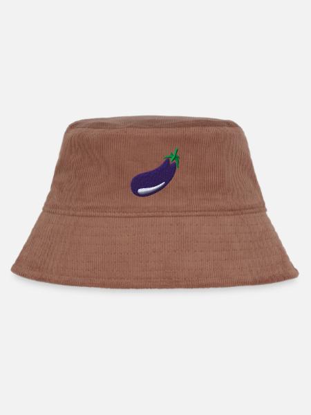 Aubergine bestickt - Bio Cord Bucket Hat - Mammutbaum