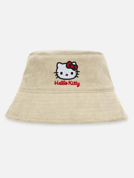 Hello Kitty Stick Portrait - Bio Cord Bucket Hat - Steingrau