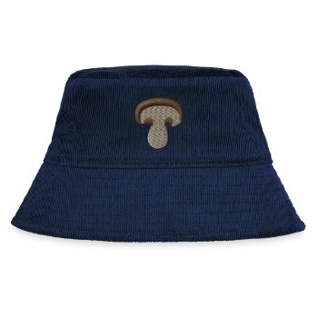 Embroidered mushroom - Organic Cord Bucket hat - navy - Front