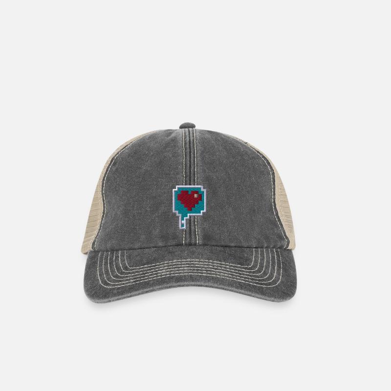Cœur de pixel - Casquette trucker vintage - noir vintage/gris pierre