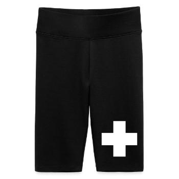 Schweizerkreuz - Frauen High Waist Bikershorts - Schwarz - Vorne