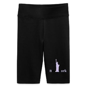 New York - Frauen High Waist Bikershorts - Schwarz - Vorne