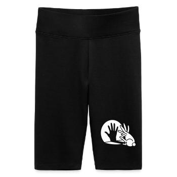 hand shadow rabbit glow in the dark - Women's High-waist bike Shorts - black - Front