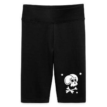 Crâne avec des os et des étoiles - Short cycliste taille haute Femme - noir - Devant