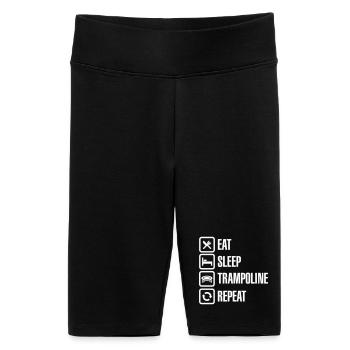 Essen Sie Schlaf-Trampolin Wiederholen Sie lustiges Trampolinieren - Frauen High Waist Bikershorts - Schwarz - Vorne