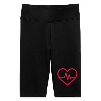 Heartbeat Line Herz-Design-EKG - Frauen High Waist Bikershorts - Schwarz - Vorne