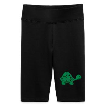 Schildkröte langer Hals lächelt glücklich lustig - Frauen High Waist Bikershorts - Schwarz - Vorne