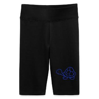 Schildkröte langer Hals lächelt glücklich lustig - Frauen High Waist Bikershorts - Schwarz - Vorne