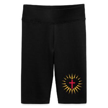 Croix et cœur - Short cycliste taille haute Femme - noir - Devant