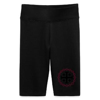 Croix de Jérusalem et couronne d’épines - Short cycliste taille haute Femme - noir - Devant