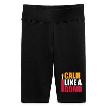 Calm Like Bomb Paradox Ironie Humor Explosiv Witz - Frauen High Waist Bikershorts - Schwarz - Vorne
