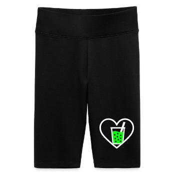 Bubble Tea Heart Boba Drink Cute Trend - Women's High-waist bike Shorts - black - Front