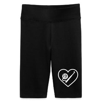Heart Crochet – Handmade Lover Design - Women's High-waist bike Shorts - black - Front