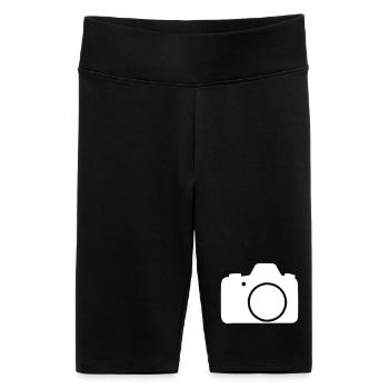 Camera Line Icon Design - Women's High-waist bike Shorts - black - Front