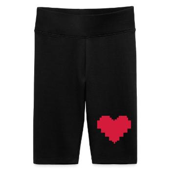 Pixel Herz 8-Bit Grafik - Frauen High Waist Bikershorts - Schwarz - Vorne