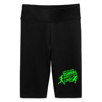 La vie est courte La course la rend plus longue Drôle - Short cycliste taille haute Femme - noir - Devant