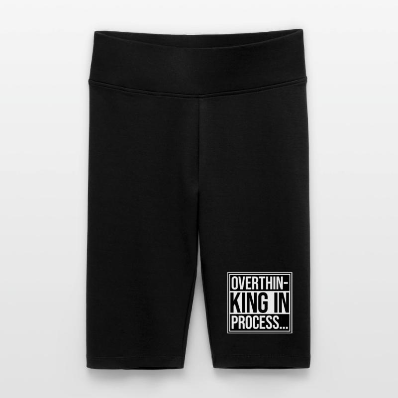 Overthinking In Process Funny Brooding Saying Logo Women's High-waist bike Shorts