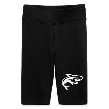 Stylized shark head - Women's High-waist bike Shorts - black - Front