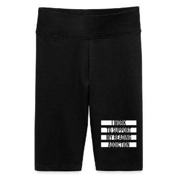 I Work To Support My Reading Addiction Bücher Logo - Frauen High Waist Bikershorts - Schwarz - Vorne