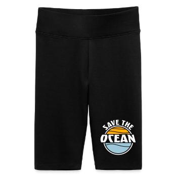Save The Ocean Ozean Aktivismus Umwelt Statement - Frauen High Waist Bikershorts - Schwarz - Vorne