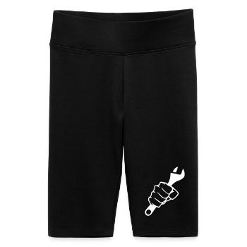Fäuste und Schrauber Kraft - Frauen High Waist Bikershorts - Schwarz - Vorne