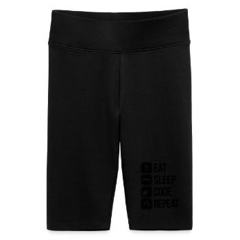 eat sleep code - Frauen High Waist Bikershorts - Schwarz - Vorne