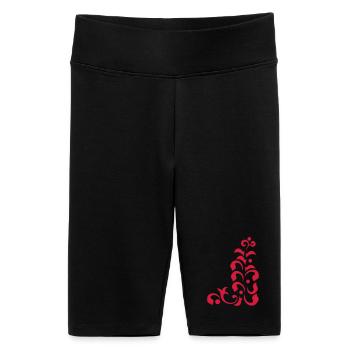 Ornementation rouge sur noir - Short cycliste taille haute Femme - noir - Devant