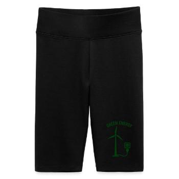 Grüne Energie Windkraft Steckdose - Frauen High Waist Bikershorts - Schwarz - Vorne