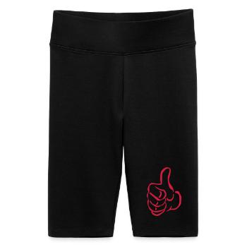 faust daumen hoch - Frauen High Waist Bikershorts - Schwarz - Vorne