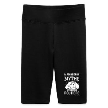 Die ideale Frau, ein Mythos, es sei denn, sie ist Straßenfahrerin - Frauen High Waist Bikershorts - Schwarz - Vorne