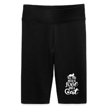All You Need Is Love And A Cat Lustig Katze Spruch - Frauen High Waist Bikershorts - Schwarz - Vorne