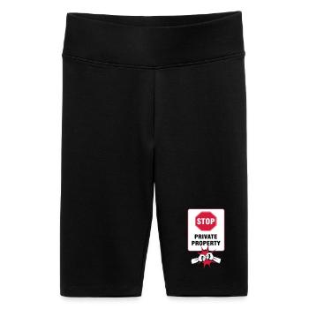 Private Property Signage - Women's High-waist bike Shorts - black - Front