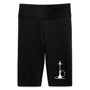 Shisha Silhouette  - Frauen High Waist Bikershorts - Schwarz - Vorne