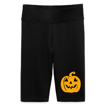 Pumpkin Face Halloween Pattern - Women's High-waist bike Shorts - black - Front
