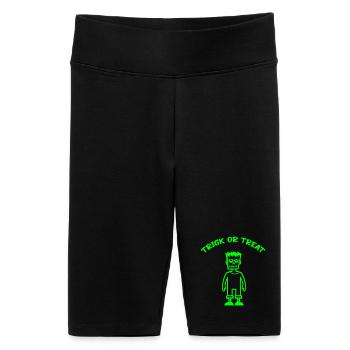 Trick or Treat Neon Monster Grüne - Frauen High Waist Bikershorts - Schwarz - Vorne