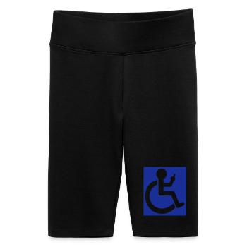 Wheelchair user raising middle finger # - Women's High-waist bike Shorts - black - Front