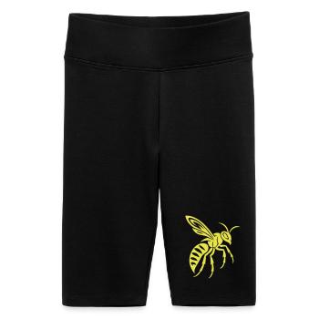 Silhouette de guêpe jaune sur noir - Short cycliste taille haute Femme - noir - Devant