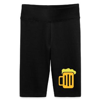 Glas Bier - Frauen High Waist Bikershorts - Schwarz - Vorne