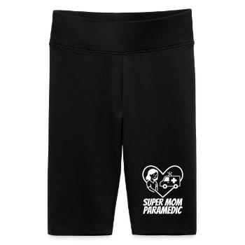 Super Mom Paramedic Ambulanz Herzdesign - Frauen High Waist Bikershorts - Schwarz - Vorne