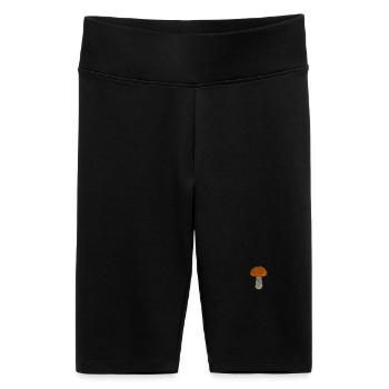 Mushroom embroidered - Women's High-waist bike Shorts - black - Front