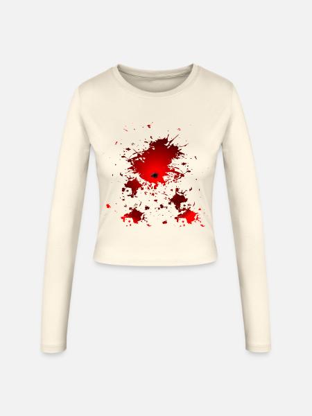 HALLOWEEN KOSTÜM EINSCHLUSSLOCH BLUT - Frauen Slim Fit Langarmshirt - Creme